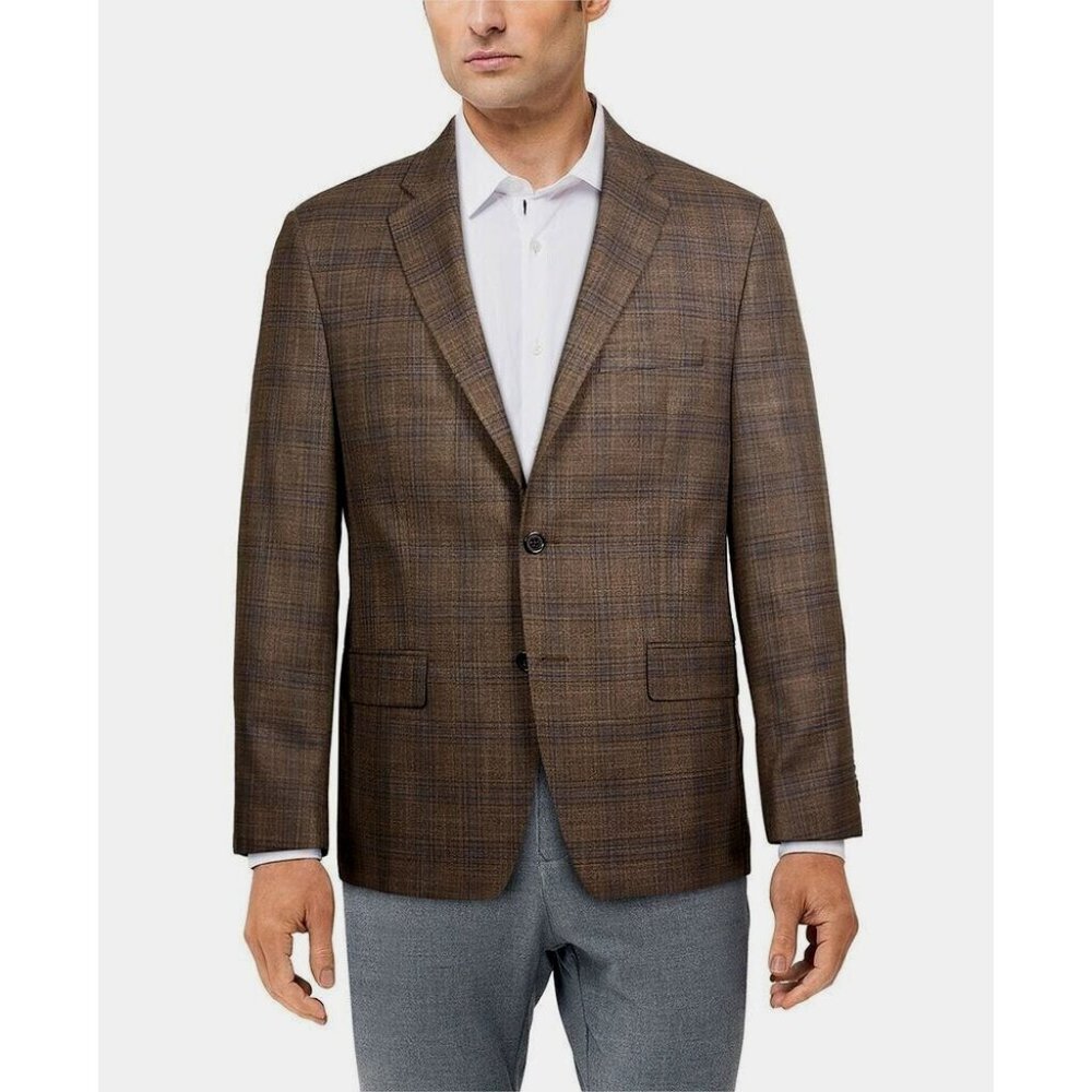 Lauren Ralph Lauren Men Ultra Flex Plaid Sports Coat Blazer Brown Jacket 44 $375